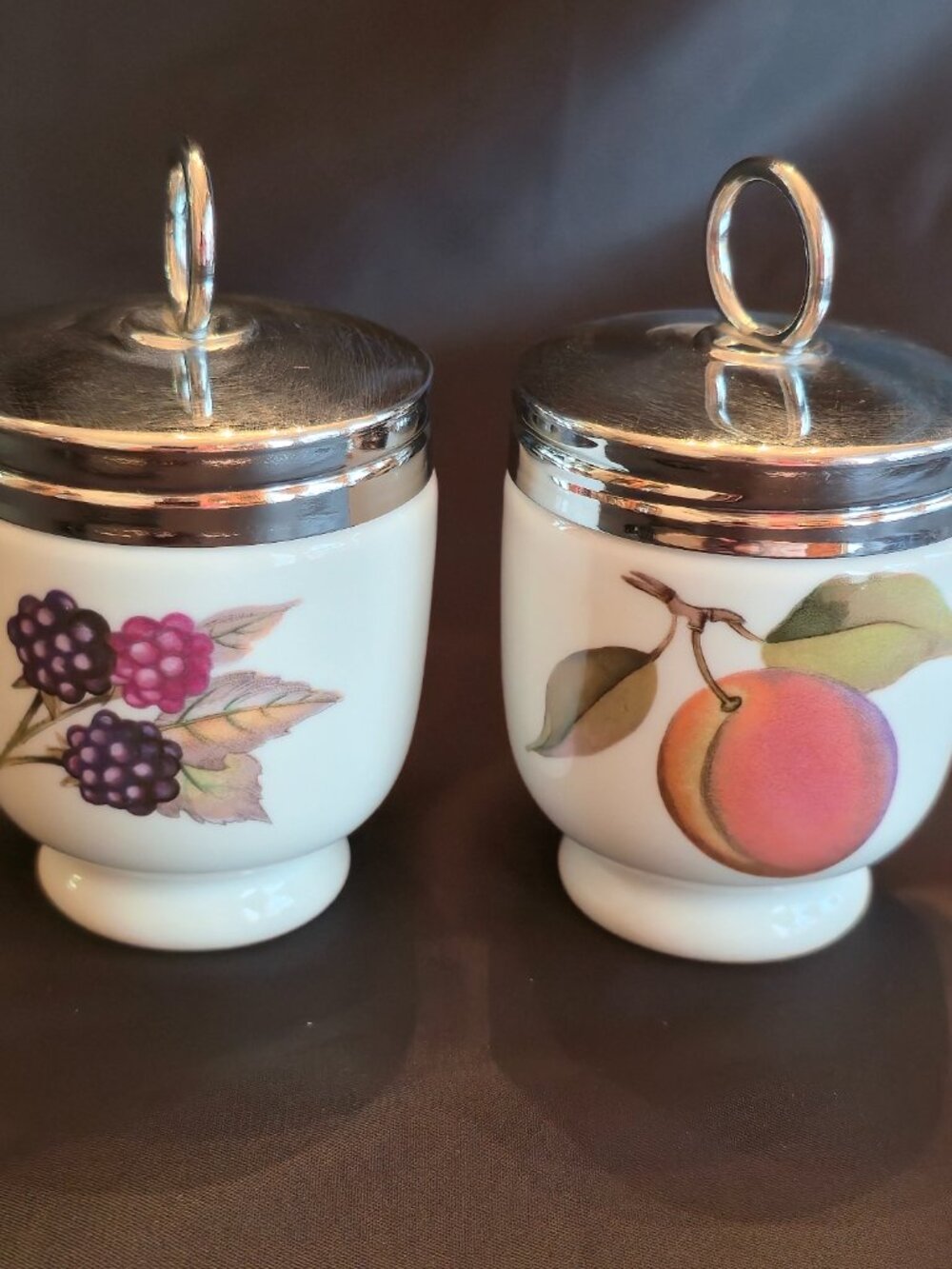 Vintage Royal Worcester Egg Coddlers 1970s Made In England Set Of 2